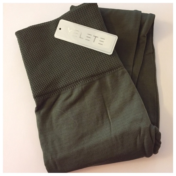 Leggings OSFM Olive Green High Waist Tummy Compression BNWT Yelete - Picture 3 of 4